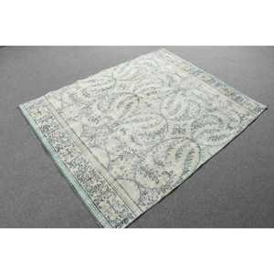 Alfombra Turca Vintage de 4.5x5.7 pies, Alfombra de Lana Azul - Product Image 4