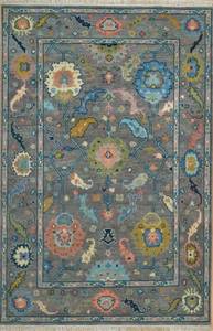 Alfombra Clásica de Lana Gris Azul Premium |   Alfombra de Lana Anudada a Mano de Lujo |   Alfombra Tradicional Gris Azul para Sala de Estar - Product Image 6