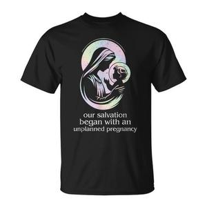 T-Shirt Pro-Life con Fede Cristiana e Gravidanza Non Pianificata in Stile Grunge Prolife per Uso Promozionale - Product Image 1