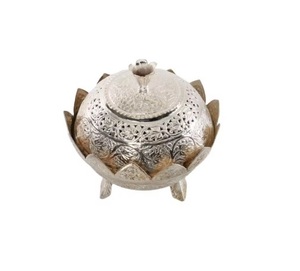 Elegante Forro de Latón Antiguo Cuenco de Madera Metal Fruta y Fecha Sopa y Pasta Vajilla Vidrio Acero Servir - Product Image 2