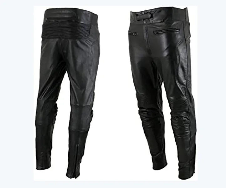 Fashion Men's Stretch Tight PU Leather Pants Gothic Black Slim Trousers Chaparajos