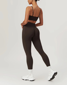 Conjunto de mallas de cintura alta y Sujetador deportivo sin costuras personalizado para mujer traje de entrenamiento de glúteos para gimnasio conjunto de mallas de sujetador de Yoga - Product Image 2