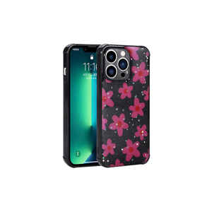 Coque arrière en silicone brillante de luxe avec protection caméra pour iPhone 12 Pro Max Modèle A53, motif floral scintillant, électroplaqué spécial - Product Image 1