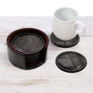 Sous-verres ronds en cuir véritable, résistants à la chaleur, durables, antidérapants, parfaits pour la maison et le bureau - Product Image 2