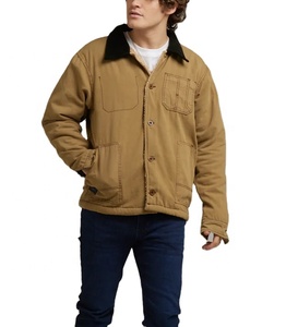 Vente en gros Veste de travail en toile Veste à capuche à capuche avec fermeture éclair et logo sérigraphié personnalisé recadrée et délavé - Product Image 3