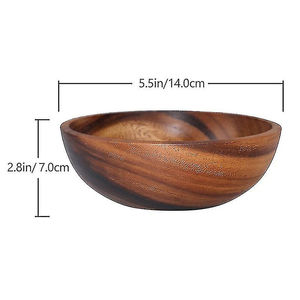 Bol en bois d'acacia poli bol en bois rond de vente chaude pour la salle à manger à la maison ou le café utiliser bol de service rustique fonctionnel - Product Image 2