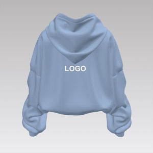 Sweat-shirts à capuche courts à ourlet brut, tissu personnalisé, fermeture éclair personnalisée, trou personnalisé, logo personnalisé, unisexe, 100% coton, séchage rapide, respirant pour l'hiver - Product Image 5