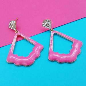 Kriaa โคมระย้าสีชมพู meenakari ต่างหูชุบทองด้วยหินออสเตรีย1314118F เครื่องประดับแฟชั่น - Product Image 1