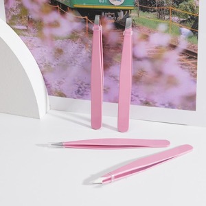 Meilleure vente kit de pinces à sourcils à bas prix de conception OEM pince à épiler professionnelle pince à épiler en acier inoxydable à pointe inclinée - Product Image 4