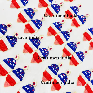 Pendientes de tuerca con cuentas de semillas hechos a mano, joyería de moda de estilo clásico con bordado, tema de bandera de EE. UU., mujeres y niñas - Product Image 4