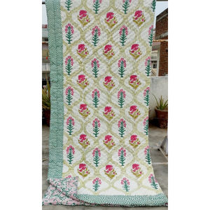 Edredón Bloque de mano Algodón Impreso Jaipuri Floral Razai & Edredón Bloque indio Estampado Ropa de cama Toda la temporada Moda adecuada - Product Image 4