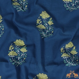 Hot Selling <b>Flower</b> Print 100% Cotton Hand Printed Block Print Light Weight Fabric Hand Block Beautiful Fabric for Home Textile - Product Image 3