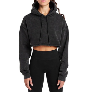 Women's Loose Hooded <b>Winter</b> Crop <b>Top</b> New Design Cotton Hoodie with Custom Logo Front Logo Position - Product Image 1