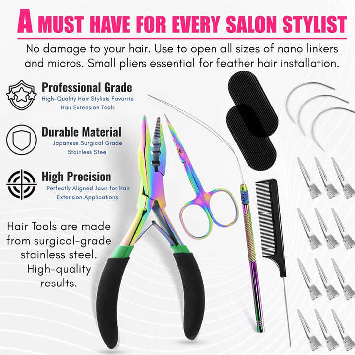 OEM ODM Service Hair Extension Tool Kit for Installing Cold and Hot fusion I-tip and U-tip Hair Extensions Set