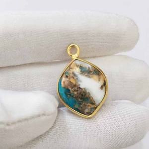 Superb Mohave Spiny Oyster cobre turquesa 12x16mm bisel ajuste Marquesa cabujón sólido 925 plata esterlina encanto colgante - Product Image 3