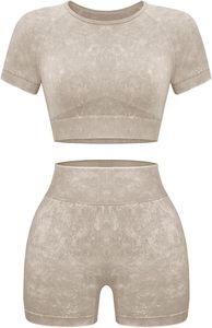 Conjunto de Yoga para Mujer, Shorts con Patrón Sólido, Secado Rápido, Servicio OEM Personalizable, Alta Calidad, 2 Piezas, Spandex/Poliéster - Product Image 2