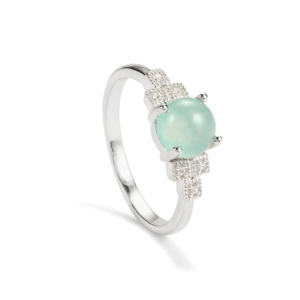 Bague Gem-Jelly Aquaprase 1,52 ct en argent sterling rhodié avec zircon blanc - Product Image 1