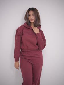 Ensemble de survêtement décontracté 2 pièces pour femme, personnalisé, en molleton 100% coton, écologique, anti-plis, coupe oversize, avec doublure frontale - Product Image 3