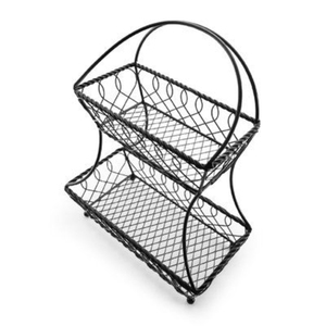 Cesta de Almacenamiento de Metal de 2 Niveles, Forma Rectangular, Gran Espacio, Acabado Negro, Cesta de Mimbre para Ropa Sucia - Product Image 1