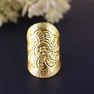 Ajustable Estilo Vintage Acero Inoxidable 18K Chapado en Oro Tallado Flor Diseño Anillos de Moda - Product Image 5