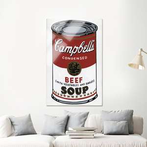 Toile imprimée : Art mural moderne pour cuisine sur le thème des soupes Campbell, verre rectangulaire - Product Image 1
