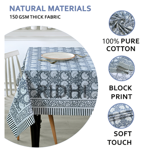 Mantel de algodón estampado de bloque indio hecho a mano, superventas de 2025, diseño Floral añil polvoriento para cubierta de mesa - Product Image 6