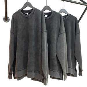 Alta calidad calle personalizada 100 algodón cuello redondo Oversize Wash hombres sudadera venta al por mayor sudaderas con capucha para mujeres - Product Image 5