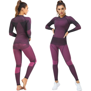 Femmes 100% Polyester hiver respirant léger gaufré tricot thermique haut bas Long John sous-vêtements ensemble à manches longues T - Product Image 6