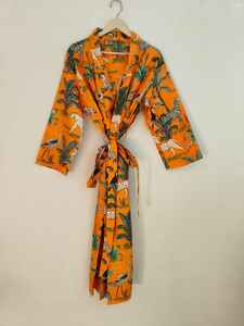 Bata Kimono Larga de Verano para Mujer, con Estampado de Jungla, Cuello en V, Manga Larga, Suave, 100% Algodón, Opción para Damas de Honor, Regalo Casual de Lujo - Product Image 5
