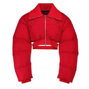 Chaqueta acolchada recortada Latte para mujer, duradera y acogedora, elegante abrigo corto de invierno para uso diario - Product Image 1