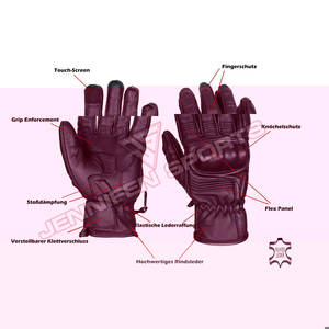 100% gants de course de moto en cuir véritable écran tactile unisexe gants complets avec Protection à l'intérieur doublure polaire - Product Image 4