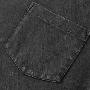 Bán Buôn OEM Cổ Điển 250gsm 100% Cotton Người Đàn Ông Của Drop Shoulder T-Shirts Cộng Với Kích Thước Axit Rửa Sạch Phong Cách Phía Trước Túi Biểu Tượng Tùy Chỉnh - Product Image 4