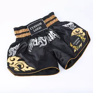 Pantalones Cortos de Muay Thai Personalizados al por Mayor, Fabricante OEM, Proveedor, Pantalones Cortos Deportivos de Satén para Entrenamiento de Boxeo Tailandés, 120 a 160 GSM - Product Image 3