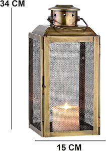 Geometric <b>Lantern</b> in Matt <b>Gold</b> Metal with Wire for Contemporary Event Lighting and Decor Projects Available at Best Price - Product Image 6