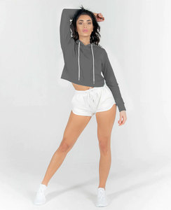 เสื้อมีฮู้ดเปล่าสำหรับผู้หญิงใช้ได้ทั้งชายและหญิงผ้าฝ้ายปักโลโก้แบบลำลองสีทึบ - Product Image 1