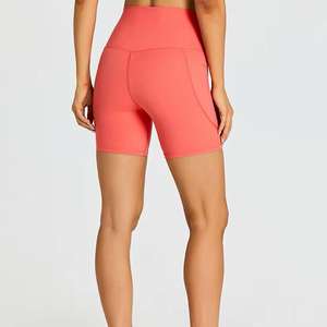 Pantalones cortos de motociclista para correr y entrenar de cintura alta, ropa deportiva informal con logotipo personalizado al por mayor para mujer, ropa deportiva para gimnasio - Product Image 5