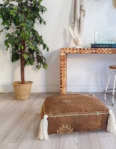 Alfombra de Cactus de seda con borlas, pufs cuadrados de Cactus marroquí hechos a mano, decoración otomana para el hogar, estilo bohemio - Product Image 2