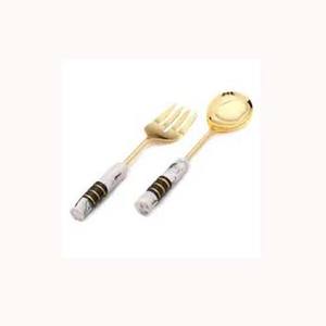 Hot Sell Customized Logo and Design Gold Polished With Round Marble Handle Flatware <b>Stainless</b> <b>Steel</b> <b>Cutlery</b> Set for Wedding - Product Image 1