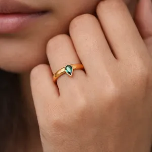 Bague géométrique ajustable en acier inoxydable Edge Horizon - Product Image 2