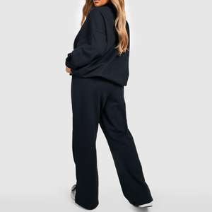 Venta al por mayor de las mujeres de invierno sólido chándal personalizado 2 en 1 diseño transpirable de alta cintura de poliéster ropa deportiva de alta calidad - Product Image 4