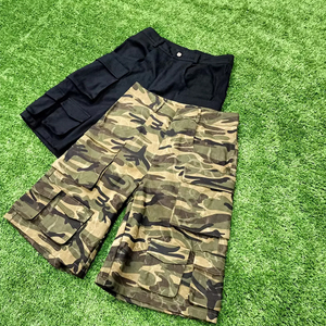 Pantalones Cortos Cargo para Hombre, Camuflaje Negro, Lona de Algodón, Cintura Media, Cierre de Botones, Bolsillos Transpirables, Logotipo Frontal, Estilo Casual, Tipo Bermuda - Product Image 2