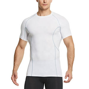 Men's Lightweight Gym Wear Compression Sports <b>Shirt</b> Breathable <b>White</b> Plus Size Base Layer for Summer <b>Short</b> <b>Sleeve</b> Body OEM - Product Image 1