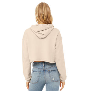 Women's Winter Cropped <b>Zip</b>-<b>Up</b> <b>Hoodie</b> with Front Logo Hooded Solid Color Regular Length - Product Image 6