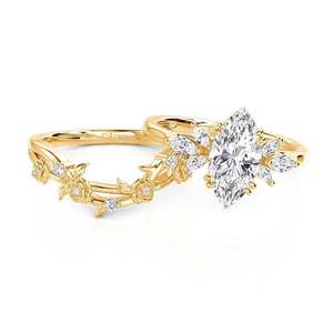 Ensemble de bijoux de mariée Jeulia avec diamants taille marquise, 2 pièces, design vague rose, pour fiançailles - Product Image 2