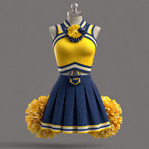 Cheerleader Uniform <b>Long</b> Sleeve Dance Cheerleading <b>Skirts</b> with Rhinestone 100% Polyester Printed Cheerleader Uniforms - Product Image 5