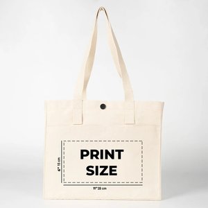 Lux Tote <b>Bag</b> Printed Canvas 10 oz Cotton Thick <b>Fabric</b> 18 16 4 (35 40 10 Cm)-Snap Button Front Pockets for Summer - Product Image 2