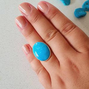 Turquoise Gemstone Oval Cut Diamond 925 Sterling Silver Handmade <b>Statement</b> <b>Ring</b> Classic for Wedding Christmas Sale Gift for Her - Product Image 5
