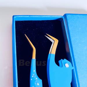 Pince à épiler à pointe de fibre de haute précision pince à épiler professionnelle d'extension de cils à volume droit avec emballage de boîte personnalisé - Product Image 2