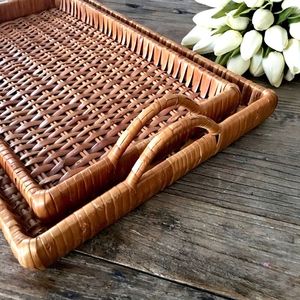 ถาดเสิร์ฟหวายพร้อมที่จับอุปกรณ์ตกแต่งบ้านและห้องครัวสไตล์โบฮีเมียน - Product Image 5