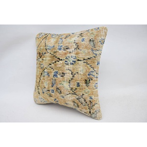 Luxury Wool Woven 12x12 Inch Beige Vintage <b>Fluffy</b> Embroidered Decorative <b>Cushion</b> Non-Slip Eco-Friendly Removable & Washable - Product Image 3